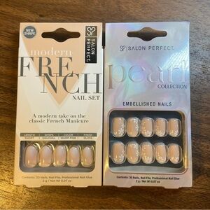 Salon Perfect Modern French & Pearl Collection Embellished Nail Set Floral